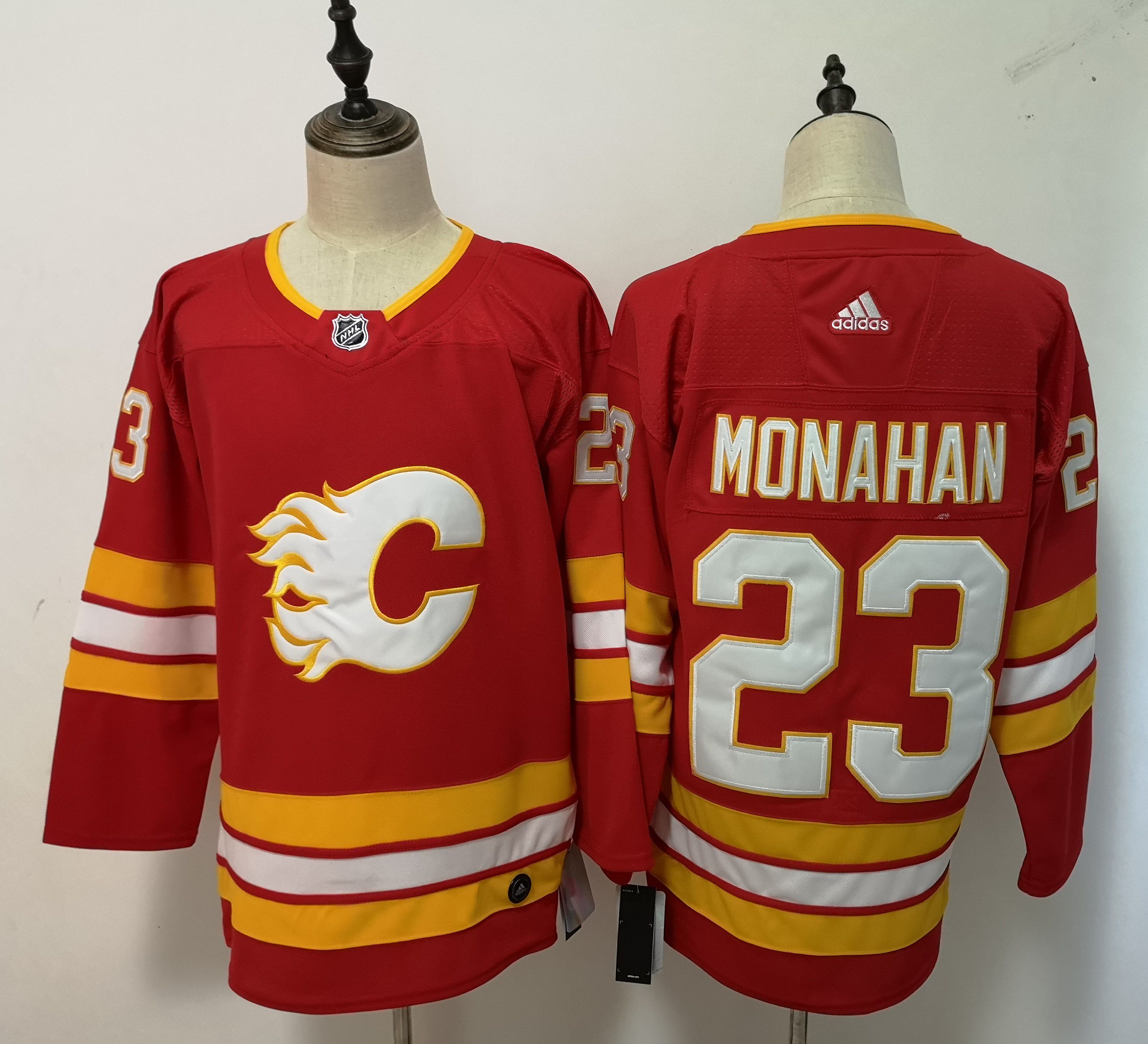 Men Calgary Flames #23 Monahan Red Adidas Alternate Authentic Stitched NHL Jersey->boston bruins->NHL Jersey
